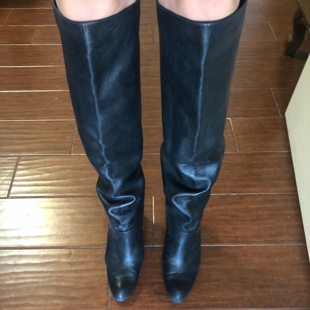 Stuart Weitzman Black Leather Knee High Boots